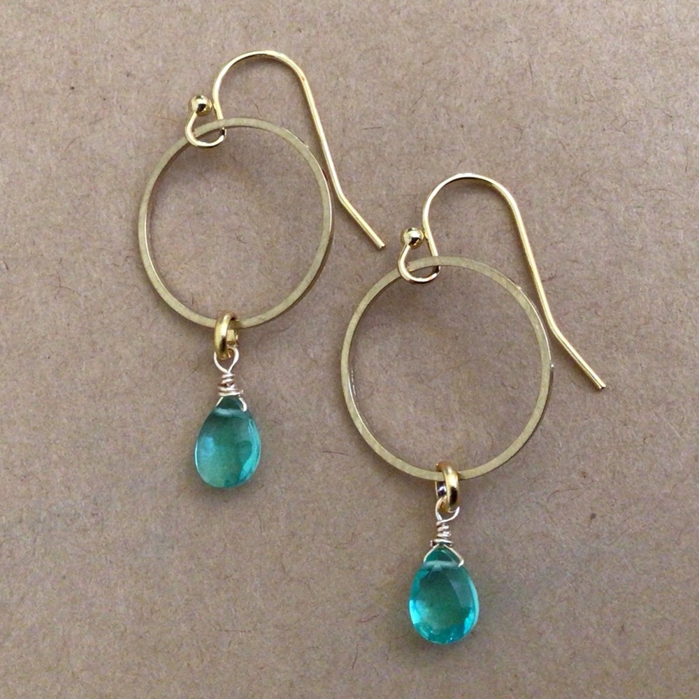 Emerald Quartz Sundance Charm Circle Earrings